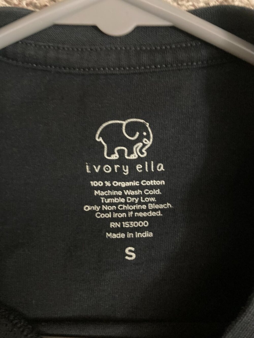 Ivory Ella Black Long Sleeve T With Plaid Elephant - S - Picture 5 of 5